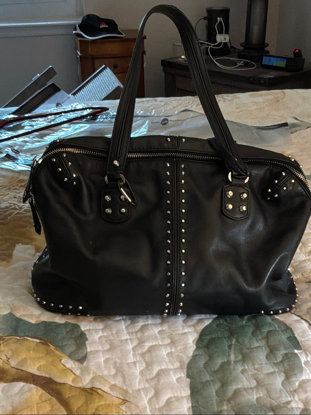 Michael Kors Black Studded Leather Tote